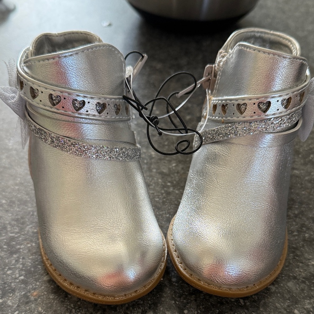 Silver Kids Ankle Boots by Jellypop 5T